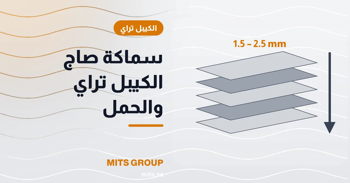 مقطع جانبي لكيبل تراي مجلفن يوضح سماكة الصاج وارتفاع الجوانب مع كابلات كهربائية